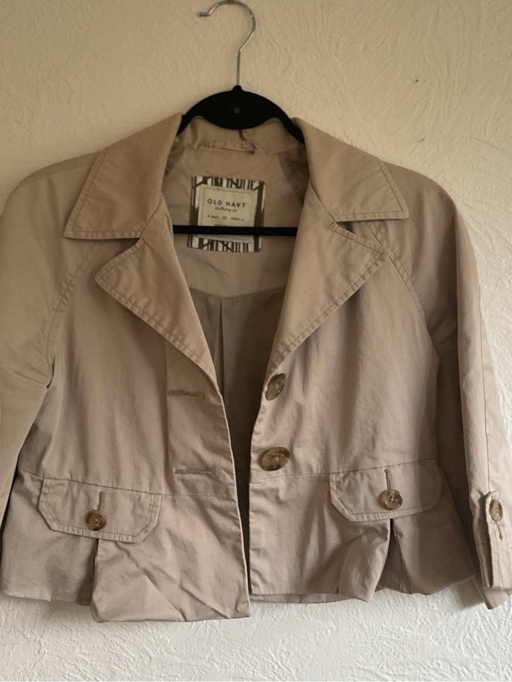Old Navy Beige Cropped Trench Style Blazer
